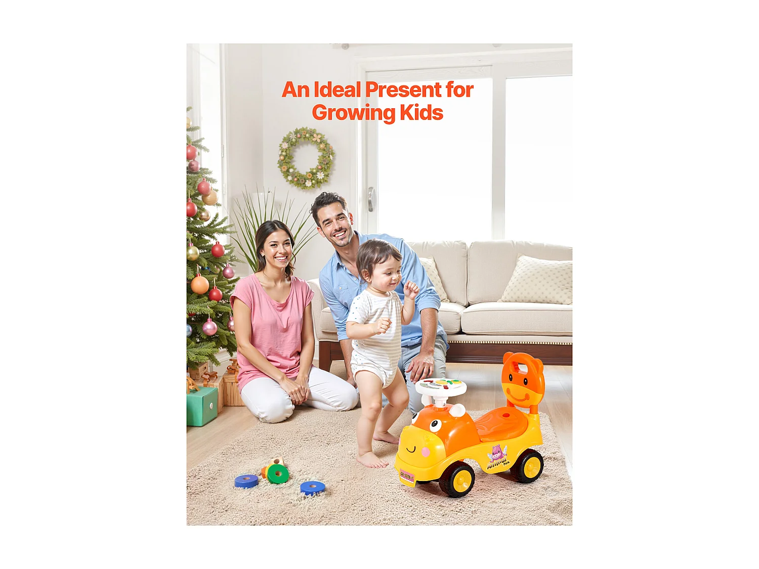 Loopauto Kinderen SucceBuy 19 tot 36 Maanden, Duwauto voor Peuters, Capaciteit 22 kg, met Toeter en Muziek, Opslag onder Zitje, voor Jongens