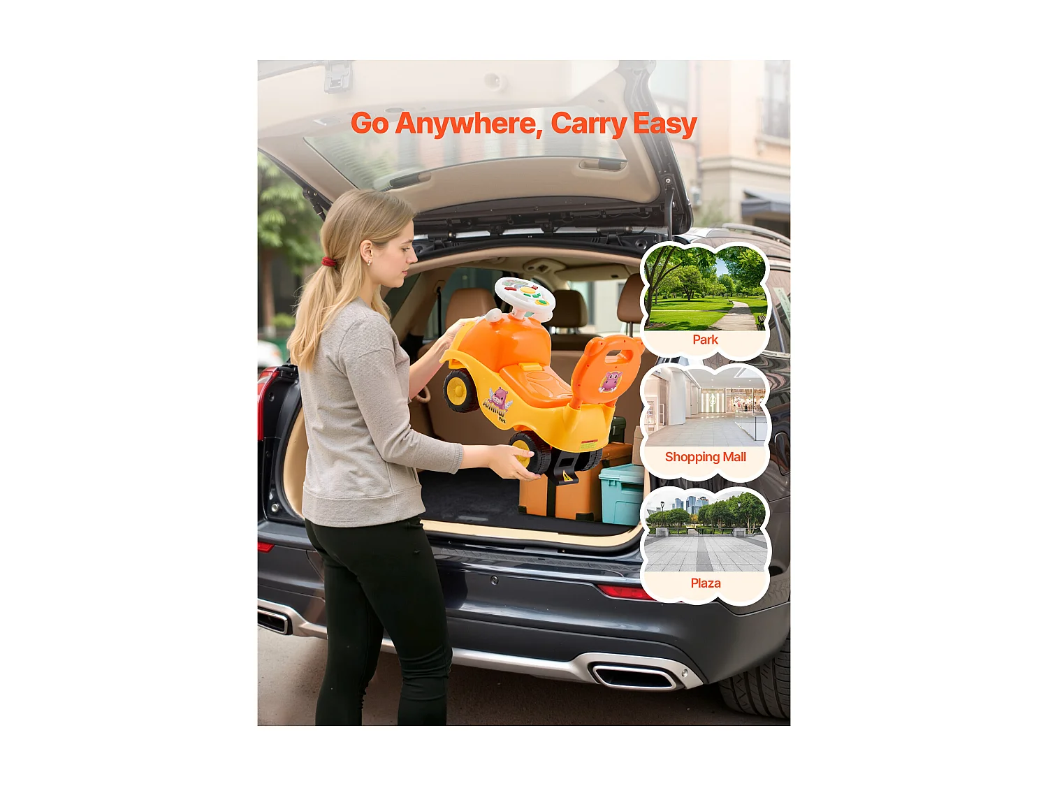 Loopauto Kinderen SucceBuy 19 tot 36 Maanden, Duwauto voor Peuters, Capaciteit 22 kg, met Toeter en Muziek, Opslag onder Zitje, voor Jongens