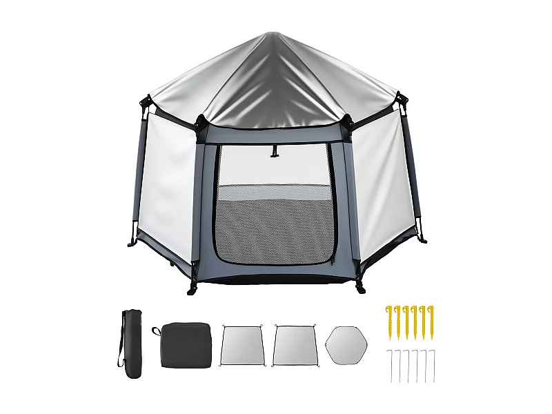 Parc Bébé SucceBuy, 150x150 cm, Parc de Jeu Tout-petits Pliable Pop-up Portable, avec Auvent Pare-soleil UPF 50+, Sac de Voyage, Maille Respirante