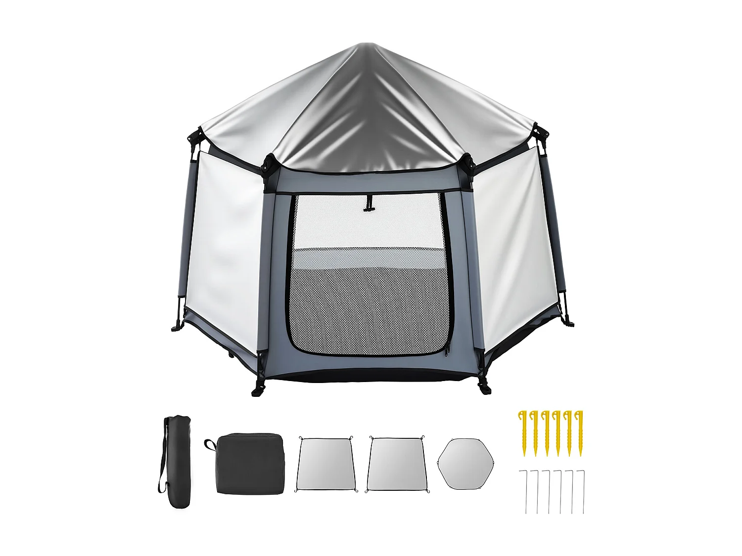 Parc Bébé SucceBuy, 150x150 cm, Parc de Jeu Tout-petits Pliable Pop-up Portable, avec Auvent Pare-soleil UPF 50+, Sac de Voyage, Maille Respirante