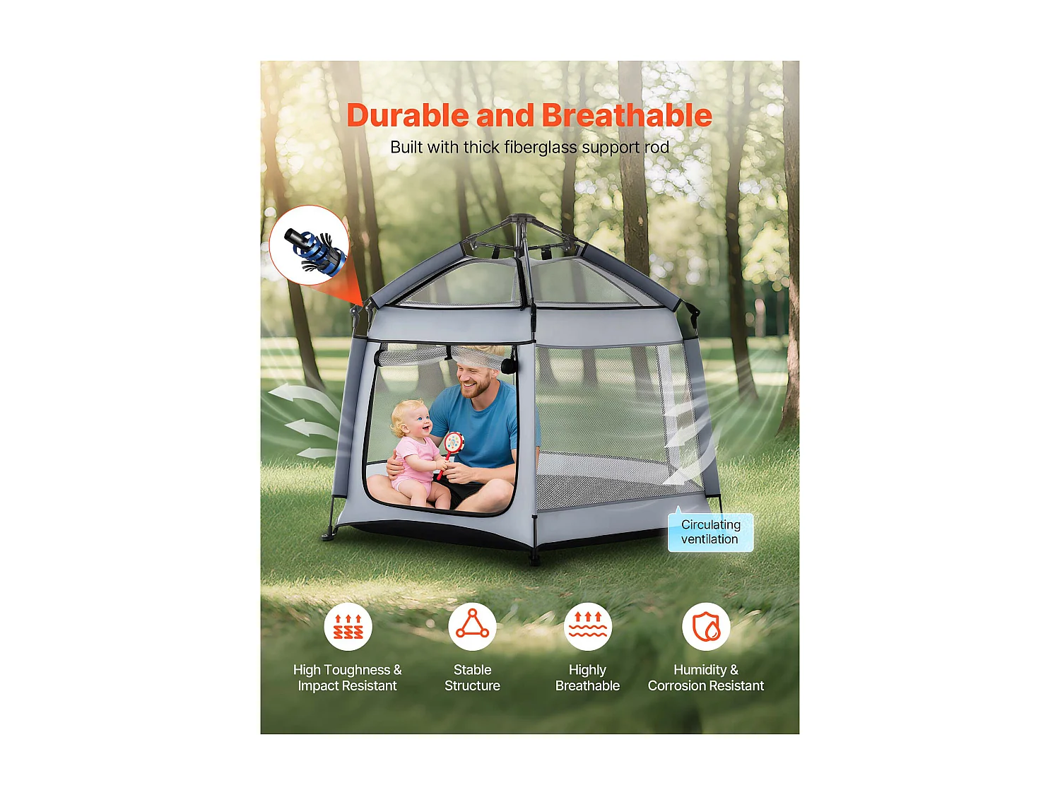 Parc Bébé SucceBuy, 150x150 cm, Parc de Jeu Tout-petits Pliable Pop-up Portable, avec Auvent Pare-soleil UPF 50+, Sac de Voyage, Maille Respirante