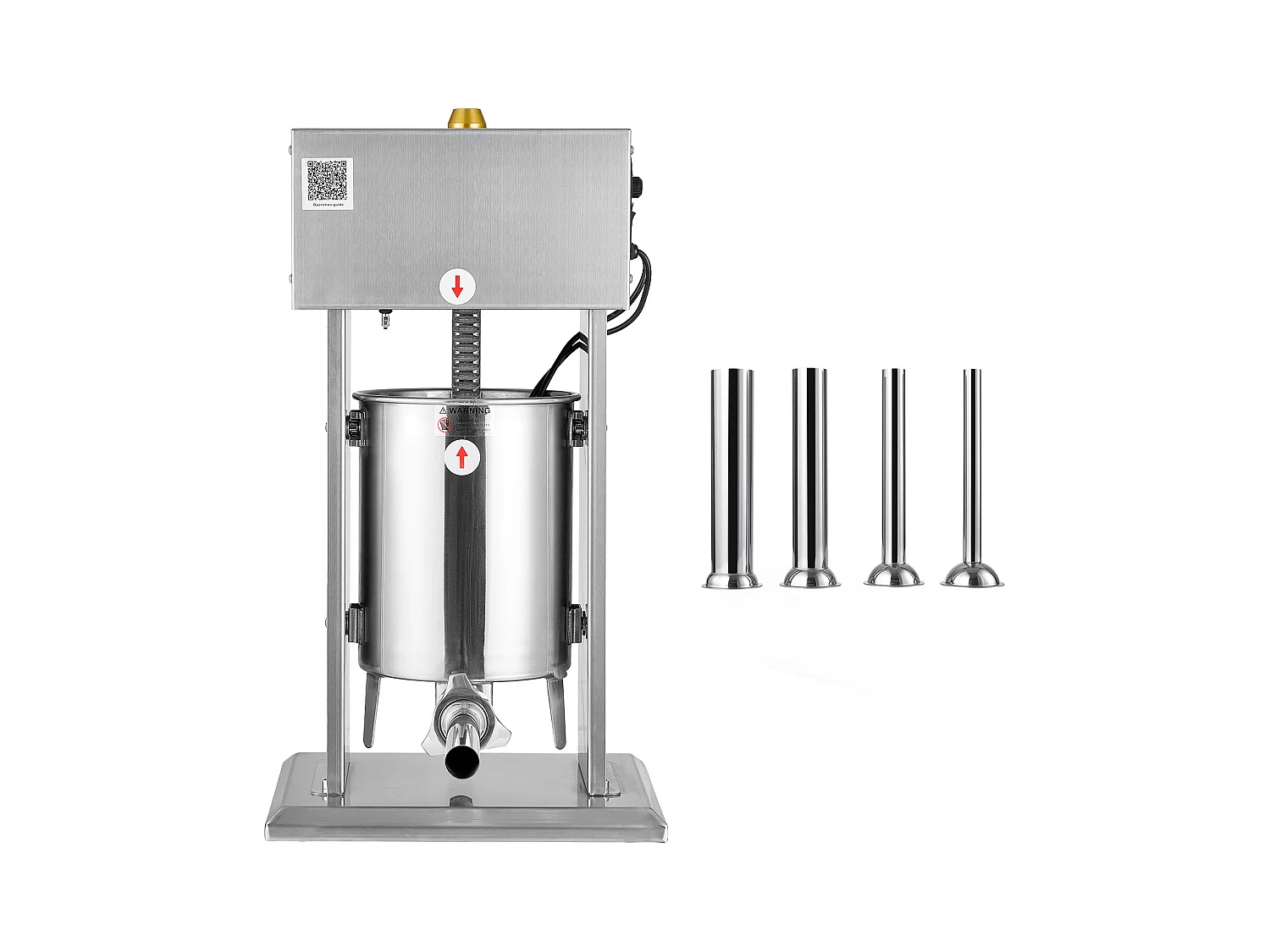Wypycharka do Kiełbas SucceBuy Elektryczna 10 L, Pionowa Maszyna do Kiełbas ze Stali Nierdzewnej, Napełniarka z Ciągłą Kontrolą Prędkości i Pedałem