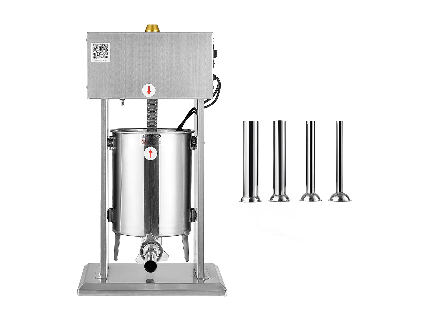 Wypycharka do Kiełbas SucceBuy Elektryczna 10 L, Pionowa Maszyna do Kiełbas ze Stali Nierdzewnej, Napełniarka z Ciągłą Kontrolą Prędkości i Pedałem