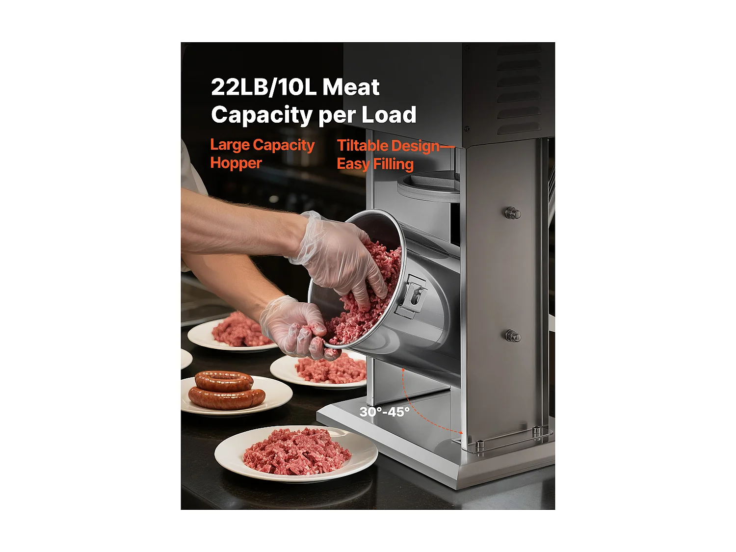 Wypycharka do Kiełbas SucceBuy Elektryczna 10 L, Pionowa Maszyna do Kiełbas ze Stali Nierdzewnej, Napełniarka z Ciągłą Kontrolą Prędkości i Pedałem