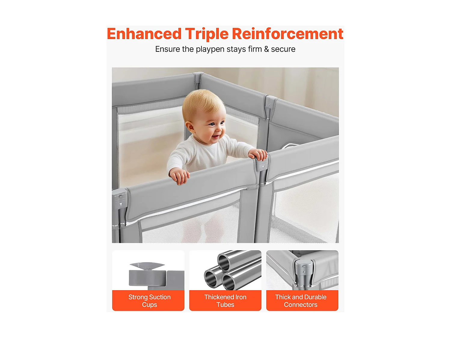 Parc Bébé SucceBuy Modulable Pliable, 200 x 178 cm, Parc de Jeu Enfant, Porte Zippée, Maille Respirante Douce, Barrière Jeu pour Tout-petits Apprendre