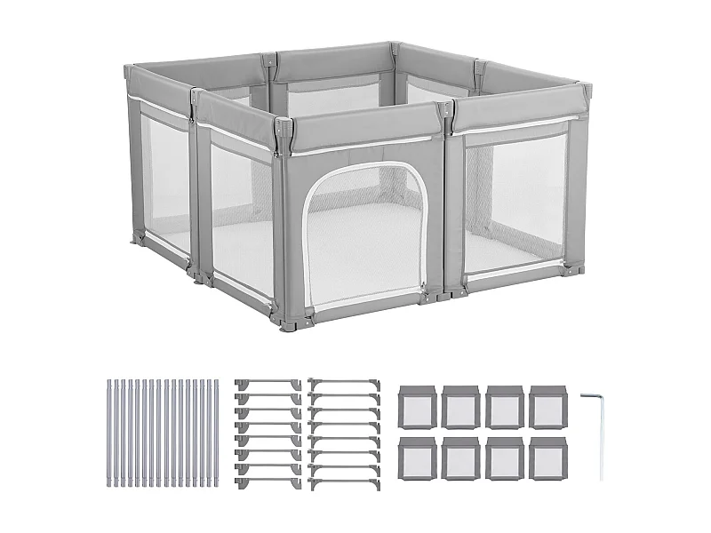 Corral para Bebés SucceBuy Modulable Plegable, 200 x 178 cm, Parque de Juegos Infantil, Puerta con Cremallera, Valla de Juego para Bebés Aprender
