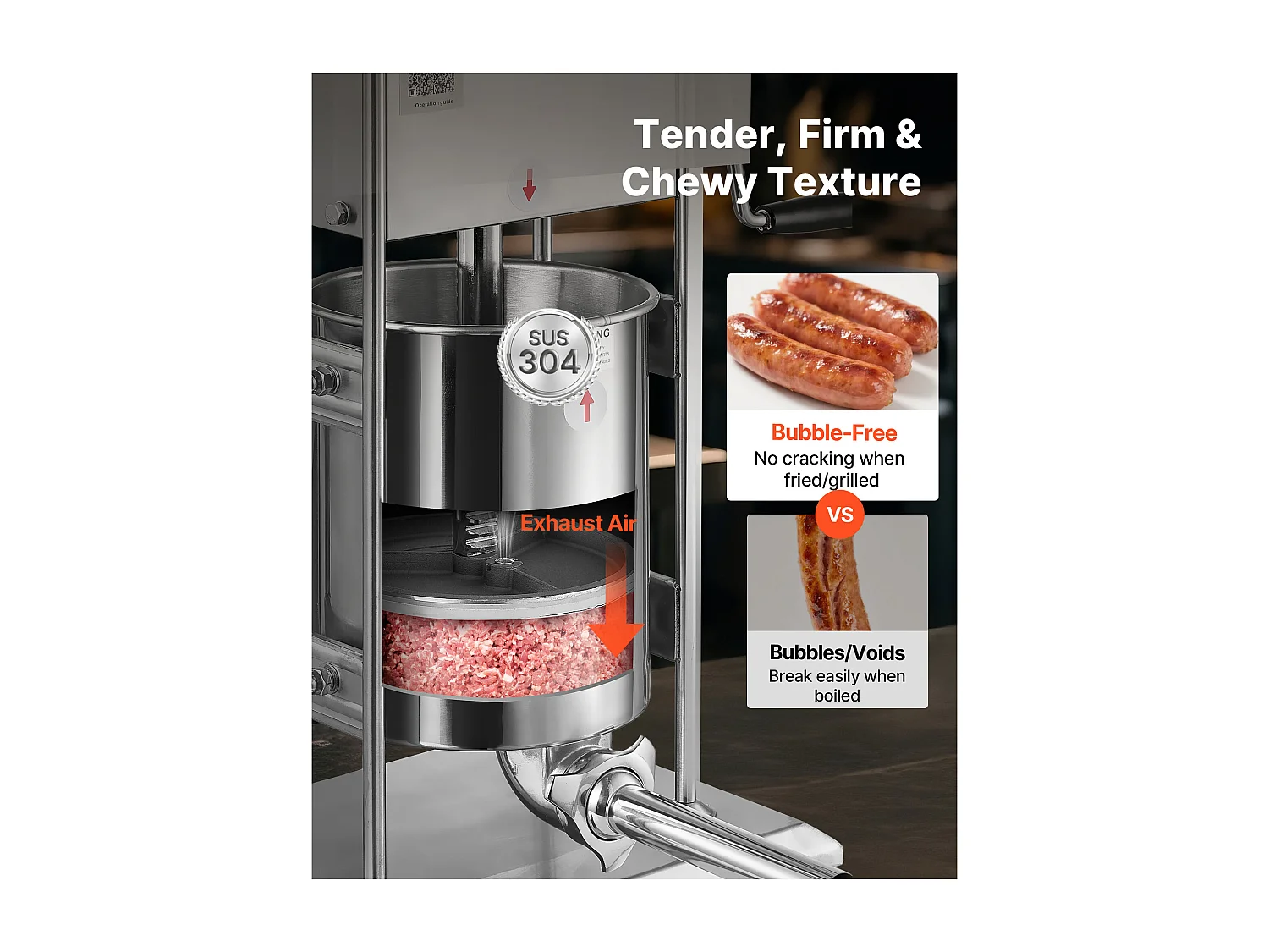 Wypycharka do Kiełbas SucceBuy Ręczna Pojemność 10 L, Pionowa Maszyna do Kiełbas ze Stali Nierdzewnej, Napełniarka z Podwójną Prędkością