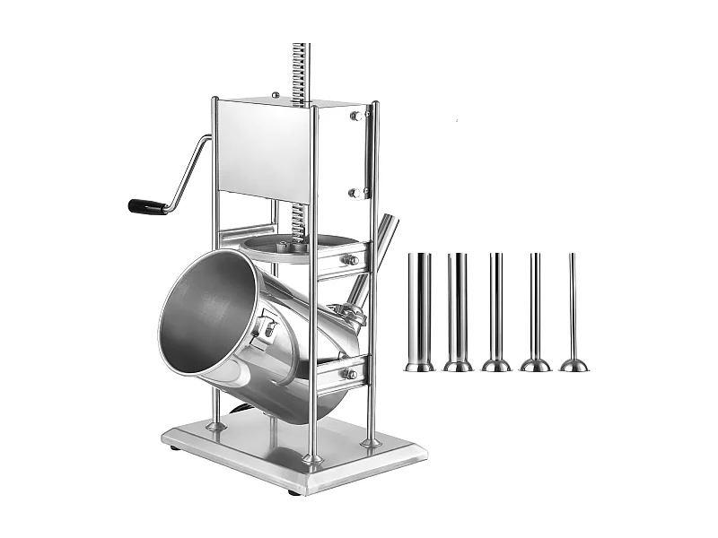 Worstvuller SucceBuy Handmatig Capaciteit 10 L, Verticale Worstmachine van RVS, Vulmachine met Dubbele Snelheid, met 5 Vulbuizen