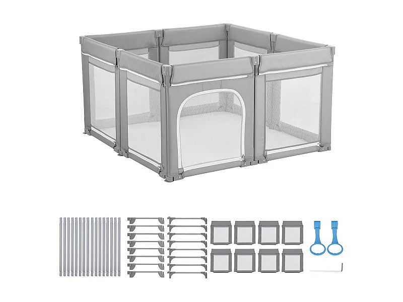Corral para Bebés SucceBuy Modulable Plegable, 120 x 120 cm, Parque de Juegos Infantil, Puerta con Cremallera, Valla de Juego para Bebés Aprender