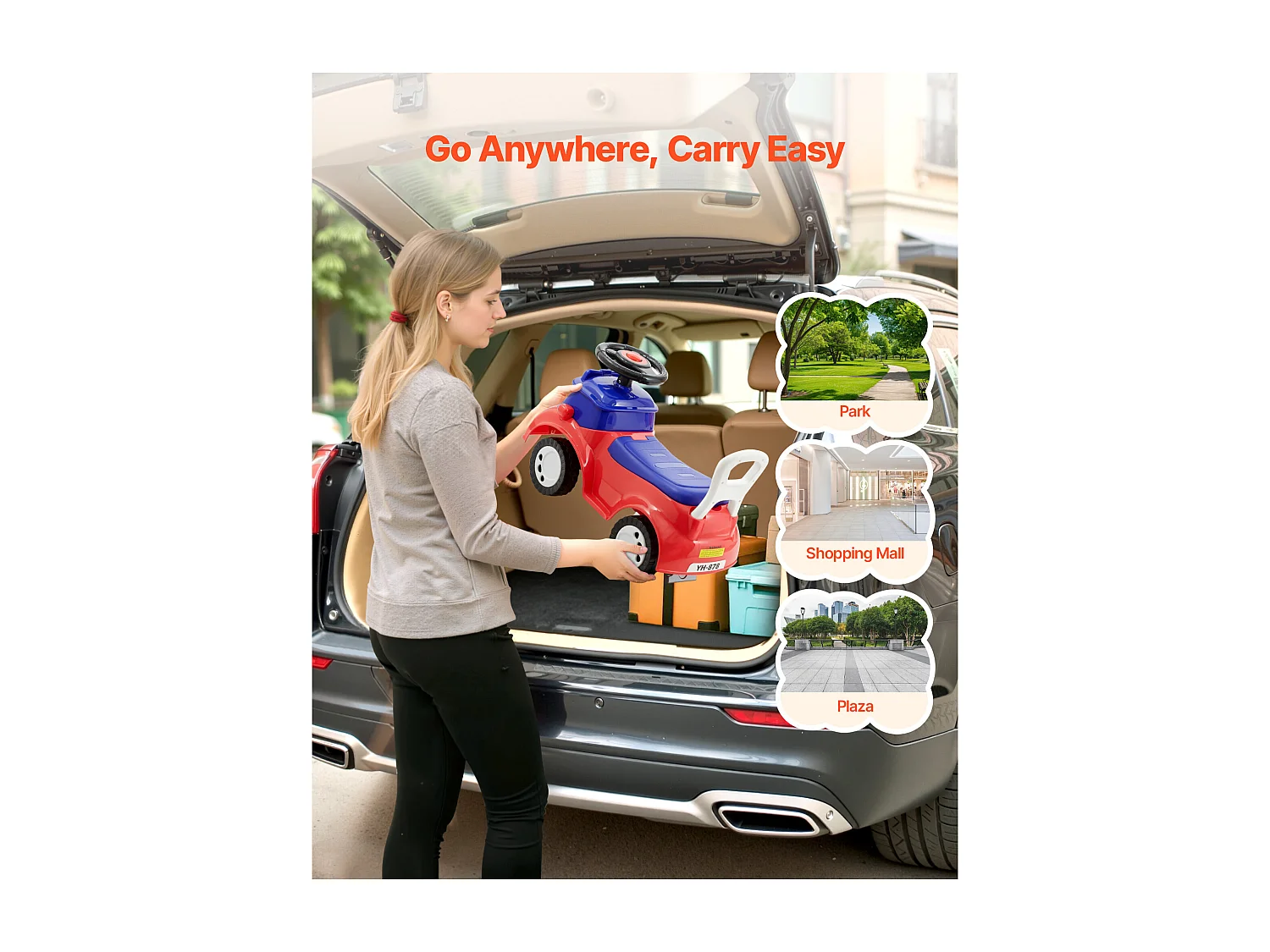 Porteur Auto Enfants SucceBuy 19 à 36 Mois, Voiture à Pousser pour Tout-petits, Capacité de Charge 25 kg, avec Musique, Rangement sous Siège, pour Garçons