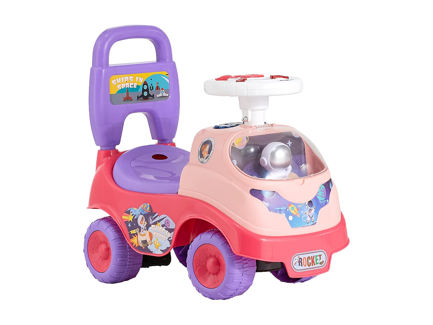 Coche de Juguete SucceBuy para Niños 19 a 36 Meses, Coche de Empuje para Bebés, Carga 22 kg, con Bocina y Música, Almacenamiento bajo Asiento, para Niños