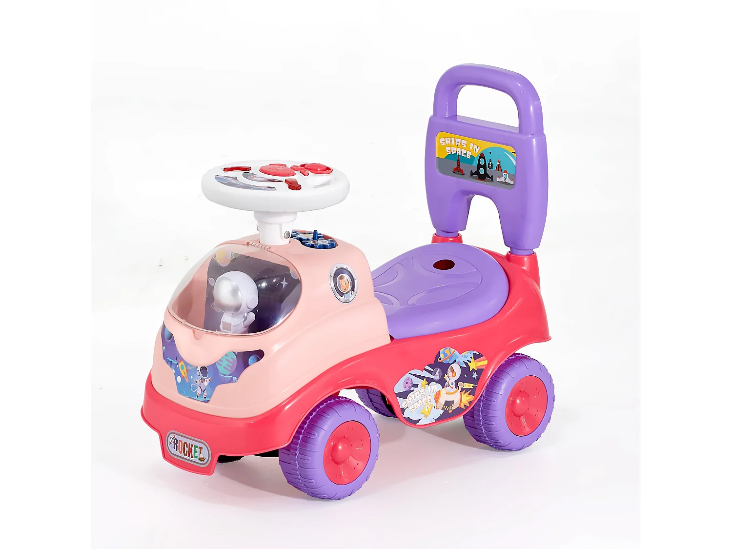 Coche de Juguete SucceBuy para Niños 19 a 36 Meses, Coche de Empuje para Bebés, Carga 22 kg, con Bocina y Música, Almacenamiento bajo Asiento, para Niños