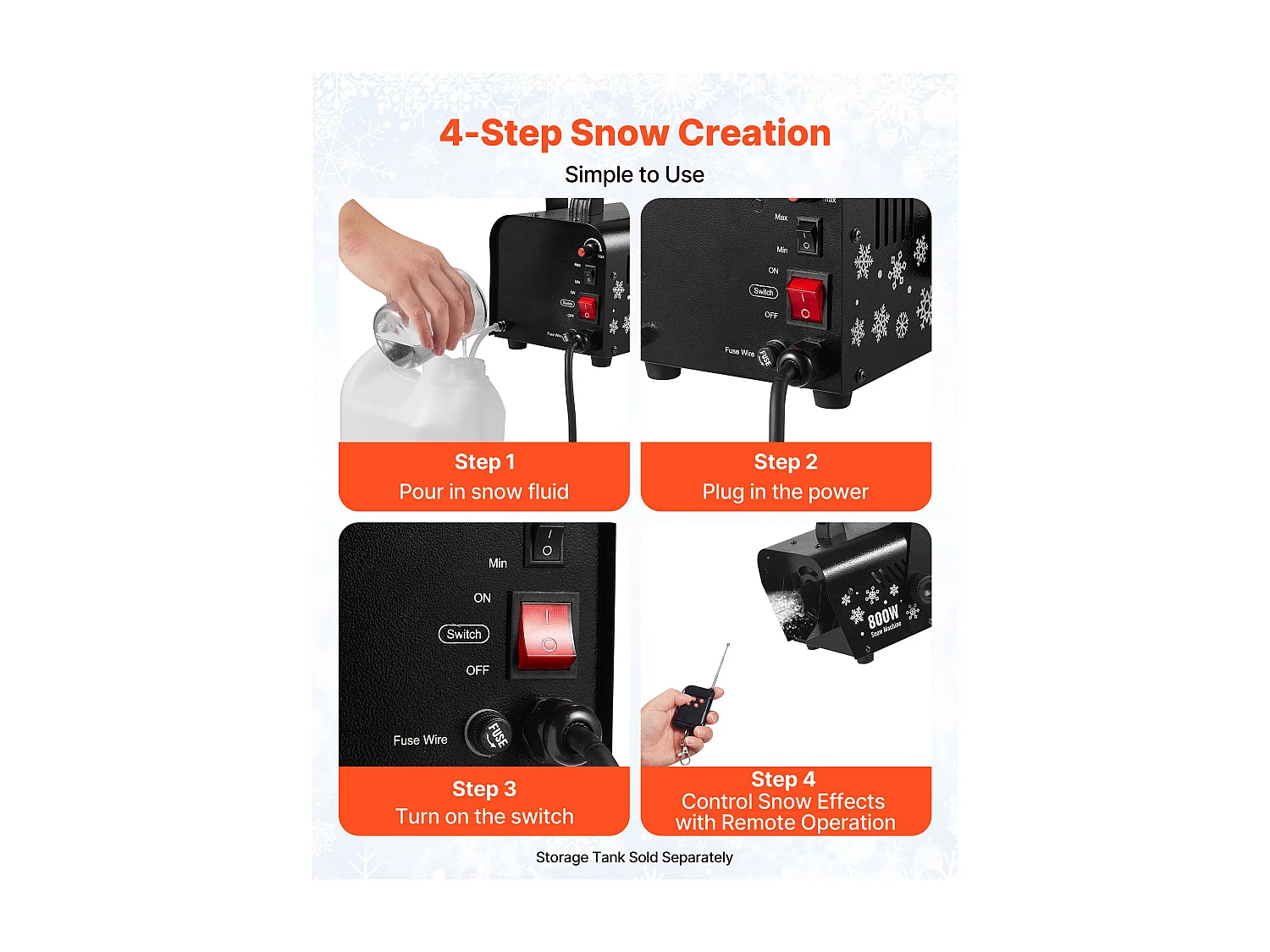 Machine à Neige SucceBuy 1500 W, Machine à Flocons de Neige Artificielle Portative Suspendue, avec Télécommande sans Fil, Réservoir 5 L, pour Fêtes de Noël