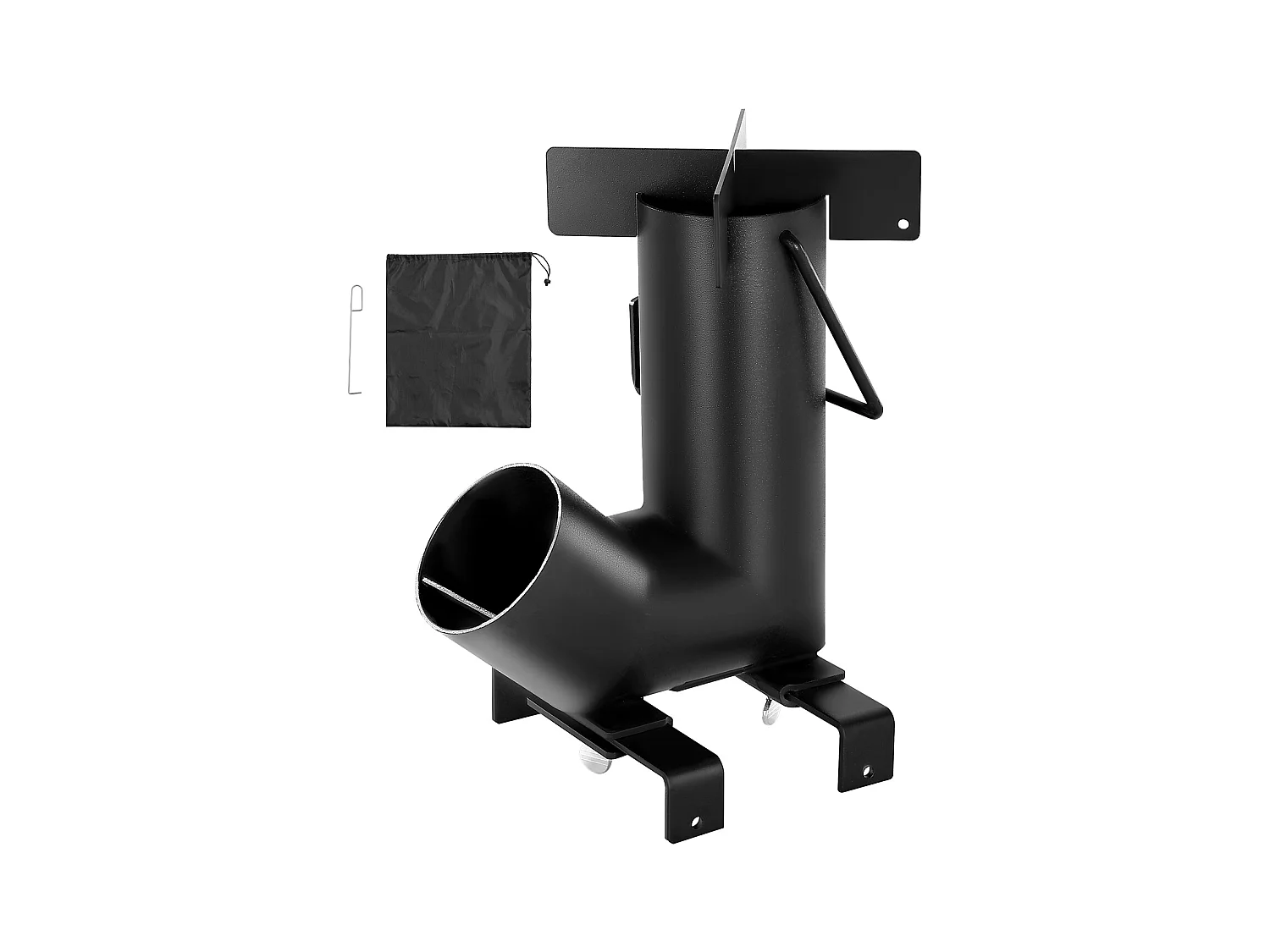 Rakietowy Piecyk Kempingowy SucceBuy, Przenośny Piec na Drewno ze Stali Węglowej, z Torbą Transportową, Solidny Piec na Drewno w Kształcie Rakiety