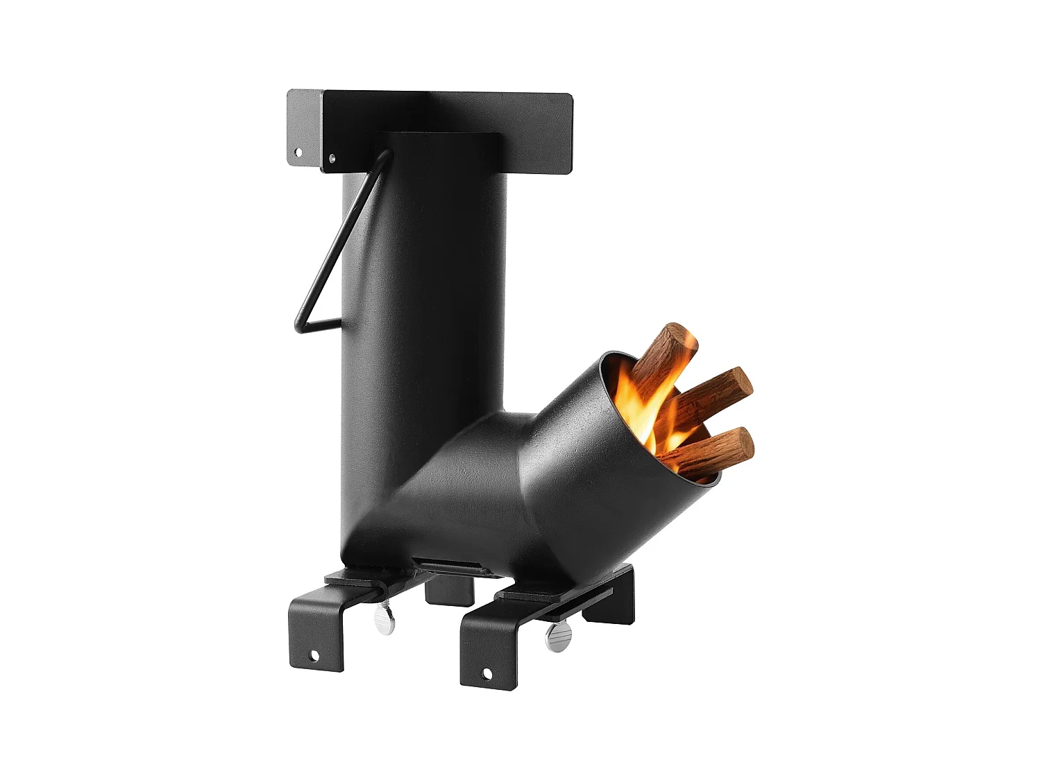 Rakietowy Piecyk Kempingowy SucceBuy, Przenośny Piec na Drewno ze Stali Węglowej, z Torbą Transportową, Solidny Piec na Drewno w Kształcie Rakiety