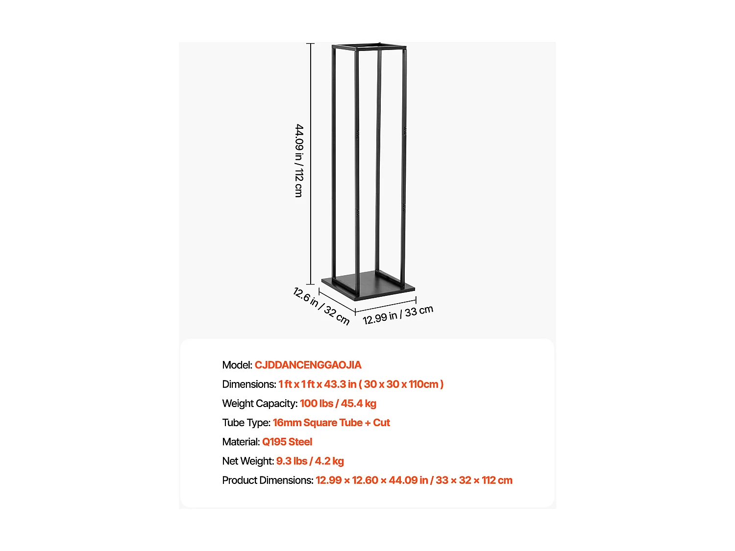 Suporte para Lenha SucceBuy de Aquecimento, 33 x 32 x 112 cm, Armazenamento de Lenha Interno, Capacidade de Carga 45,4 kg, Suporte de Armazenamento para Lenha Alto