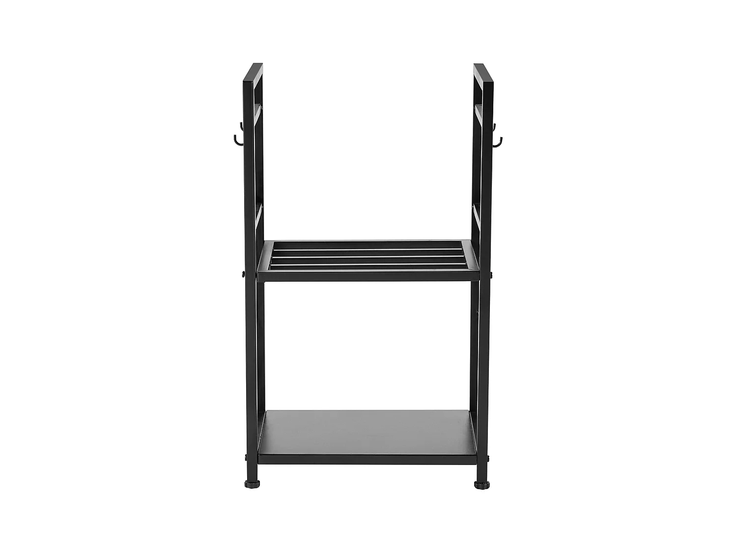 Support à Bois SucceBuy de Chauffage à 2 Niveaux, Range-bûches d'Intérieur, 45.5 x 33 x 76.5 cm, avec Outils de Cheminée, Brosse, Pelle, Tisonnier et Pinces