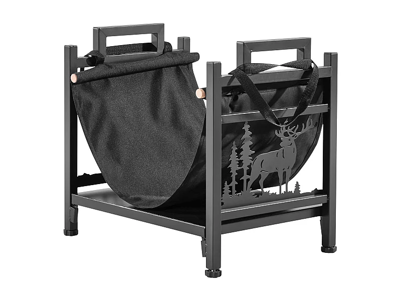 Support à Bois SucceBuy de Chauffage d'Intérieur, Range-bûches Incurvé 45 x 31.5 x 41.5 cm, avec Support en Toile, Capacité de Charge 18,1 kg, Rangement à Bûches