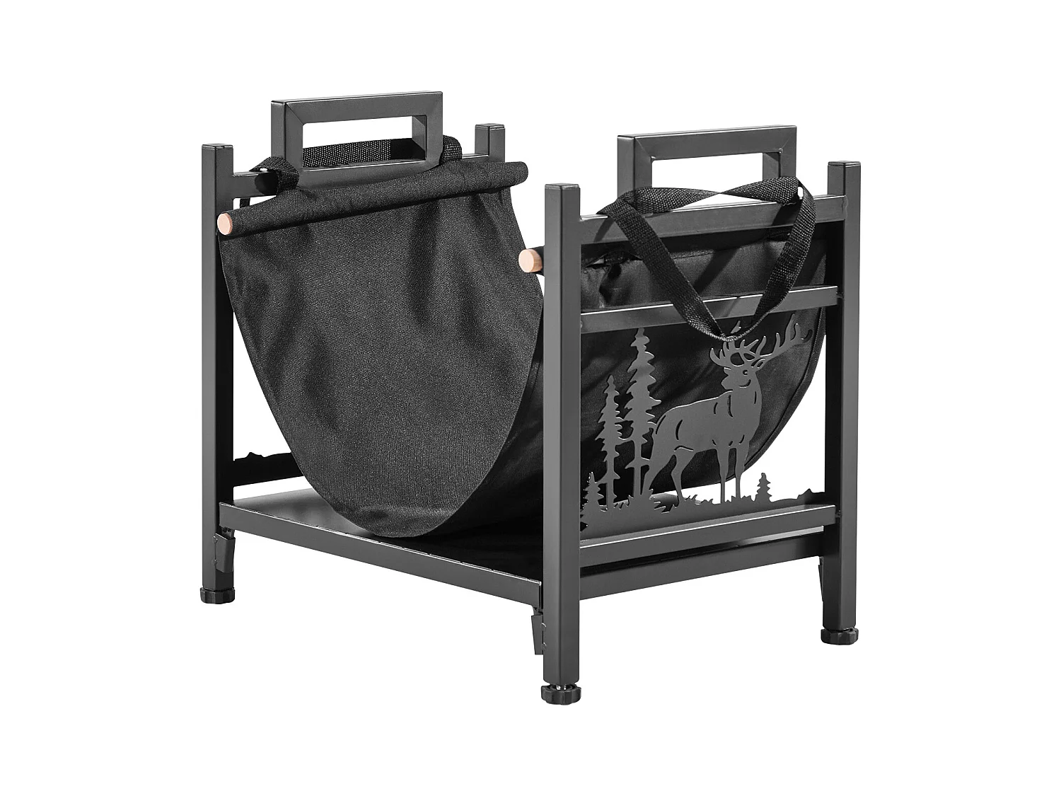 Support à Bois SucceBuy de Chauffage d'Intérieur, Range-bûches Incurvé 45 x 31.5 x 41.5 cm, avec Support en Toile, Capacité de Charge 18,1 kg, Rangement à Bûches