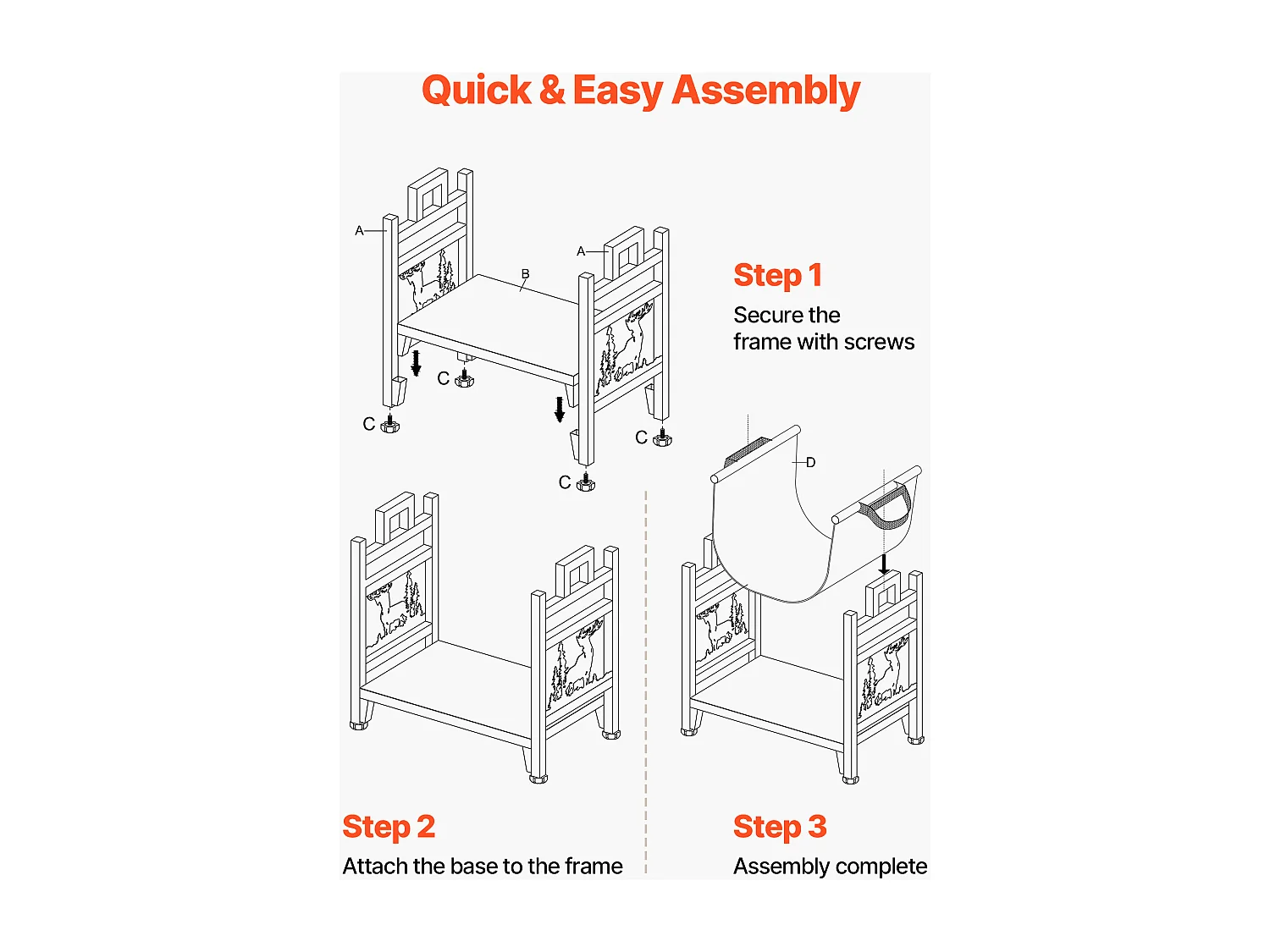 Schowek na Drewno SucceBuy do Ogrzewania Wewnętrzny, Zakrzywiony Schowek na Drewno 45 x 31.5 x 41.5 cm, z Podstawą z Płótna, Nośność 18,1 kg, Przechowywanie Drewna