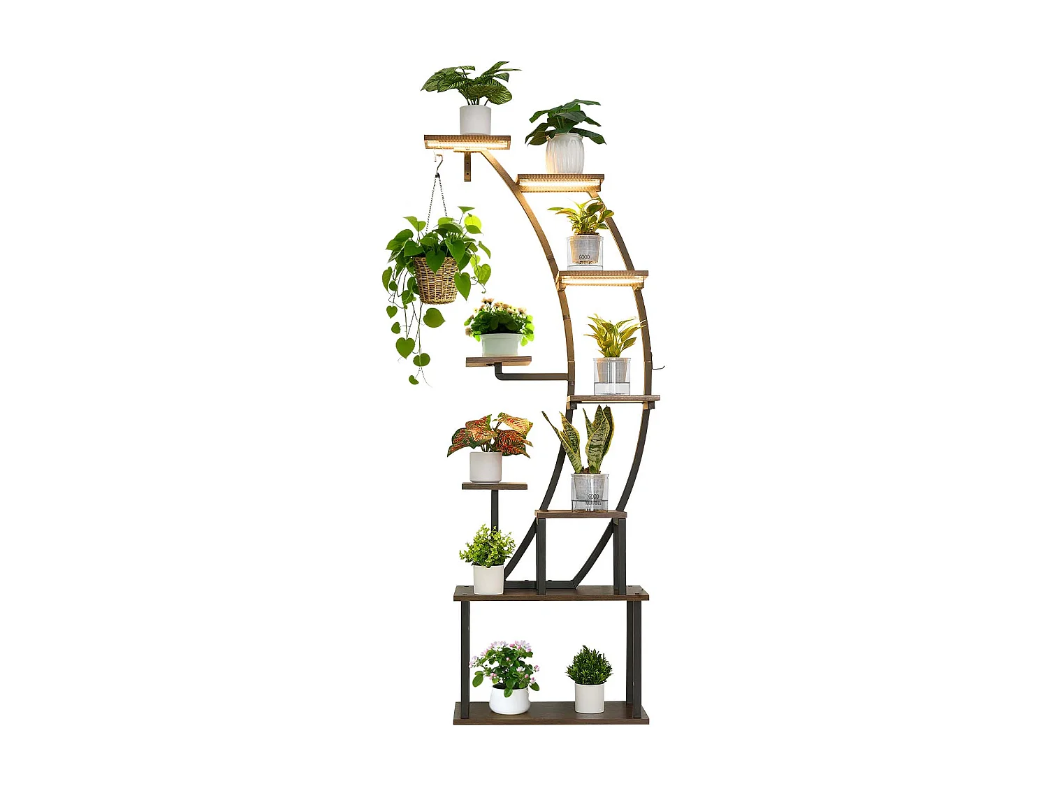 Support Plantes Intérieur SucceBuy avec Lampe de Croissance, Étagère Porte Plantes 9 Niveaux Métal, 160 cm, 3 Réglages Minuterie, 10 Niveaux Luminosité