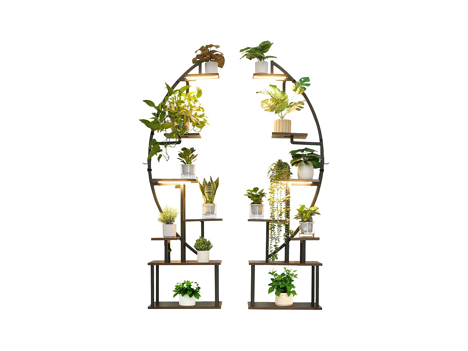 Suporte para Plantas Interior SucceBuy com Lâmpada de Cultivo, Lote de 2, Prateleira para Plantas 7 Níveis Metal, 166,5 cm, 3 Definições de Temporizador