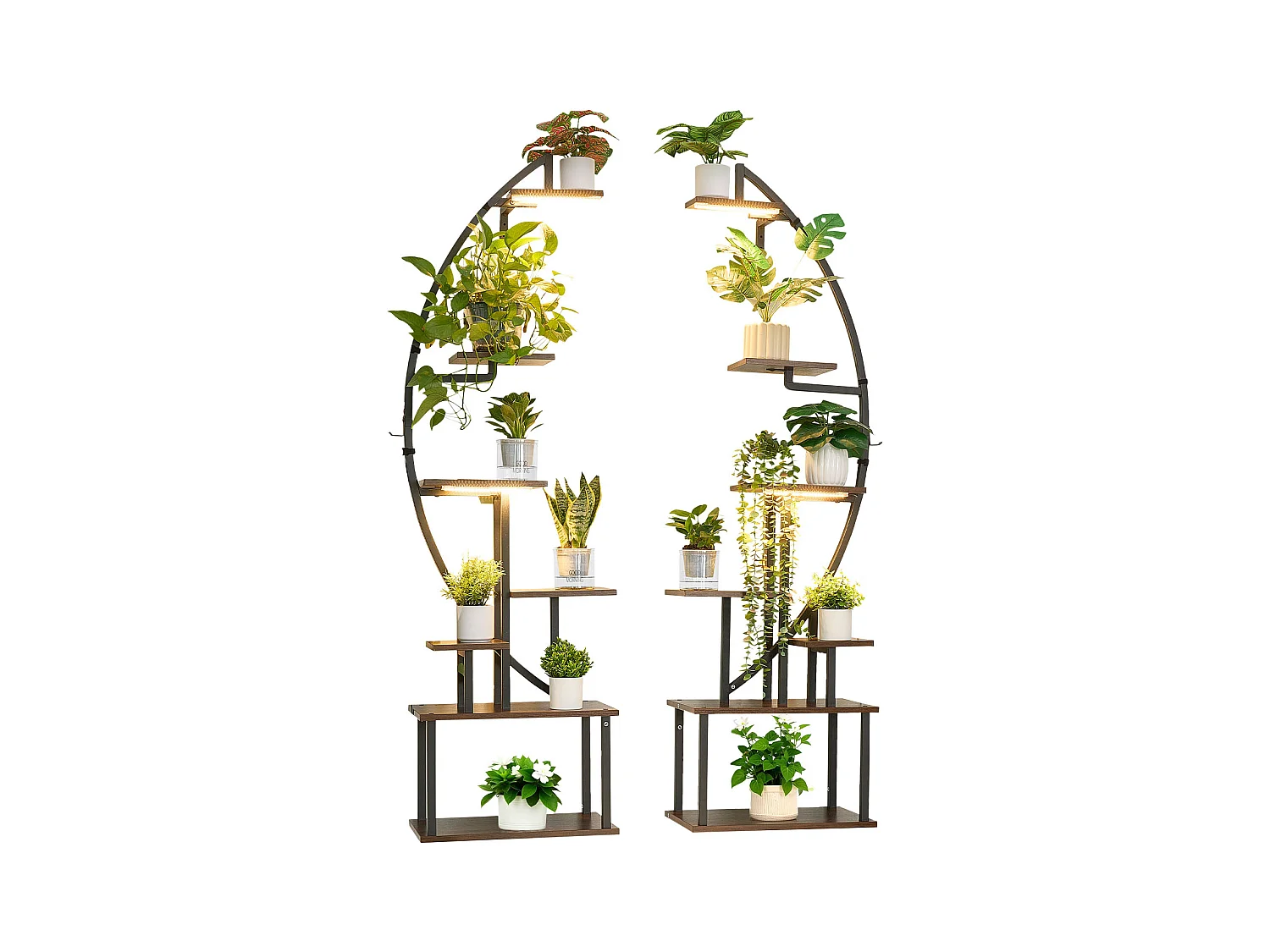 Suporte para Plantas Interior SucceBuy com Lâmpada de Cultivo, Lote de 2, Prateleira para Plantas 7 Níveis Metal, 166,5 cm, 3 Definições de Temporizador