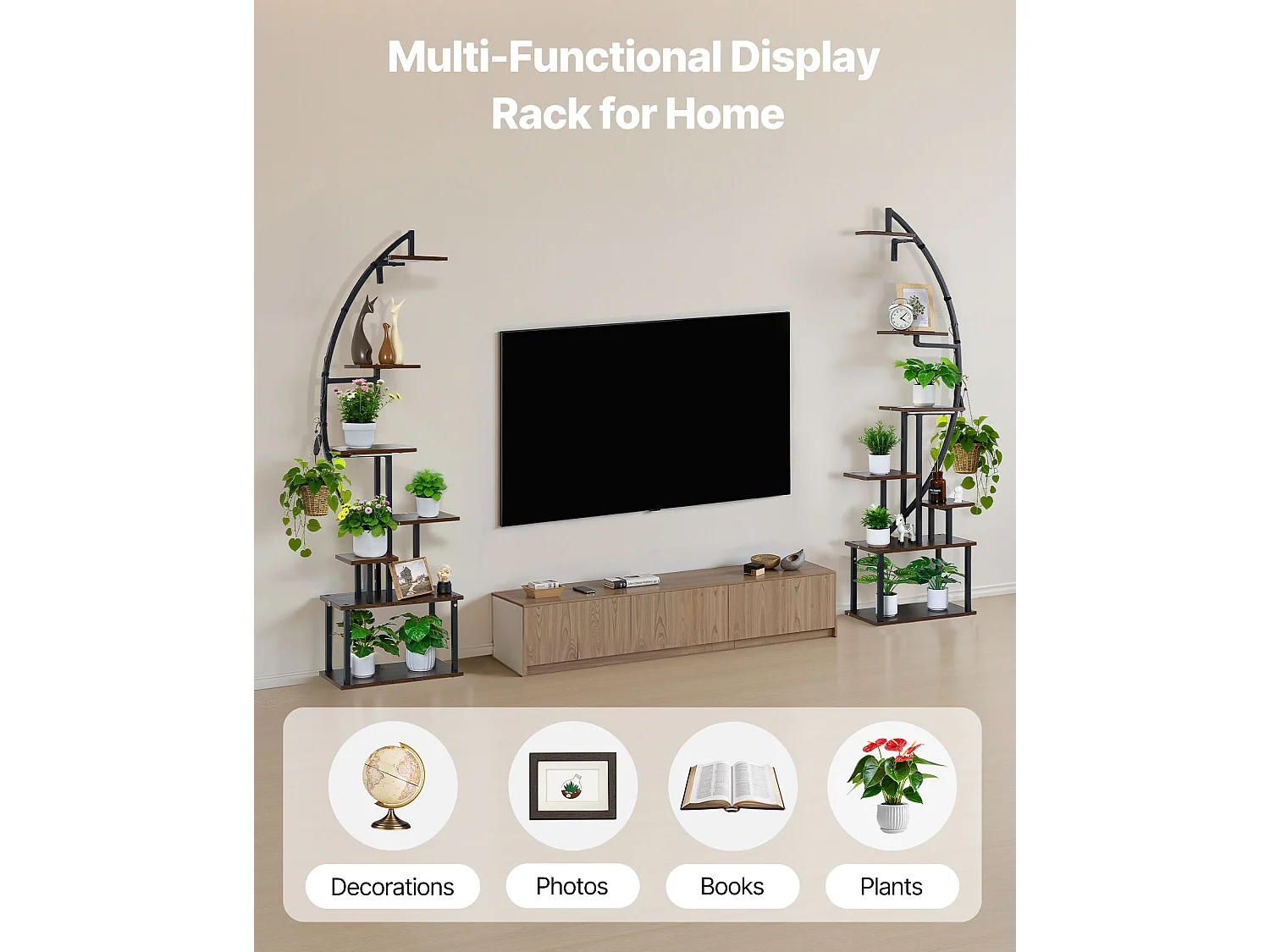 Pflanzenständer Innen SucceBuy mit Wachstumslampe, Set von 2, Pflanzregal 7 Ebenen Metall, 166,5 cm, 3 Timer-Einstellungen