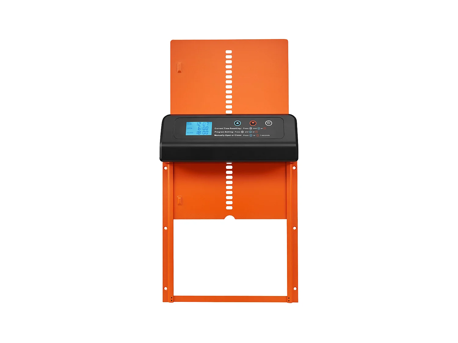 Automatische Kippenhokdeur SucceBuy, Voeding door Batterijen, 2 Modi met Timer en Handmatige Instelling, Anti-klem Systeem, Aluminiumlegering, Oranje