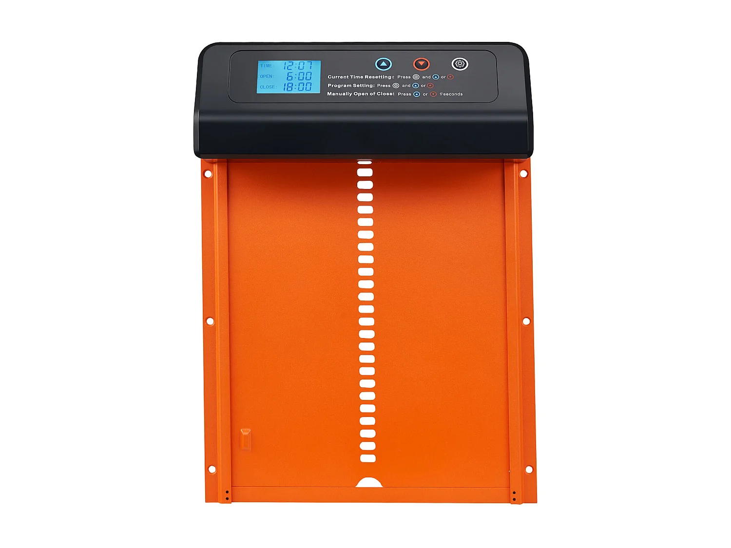 Automatische Kippenhokdeur SucceBuy, Voeding door Batterijen, 2 Modi met Timer en Handmatige Instelling, Anti-klem Systeem, Aluminiumlegering, Oranje
