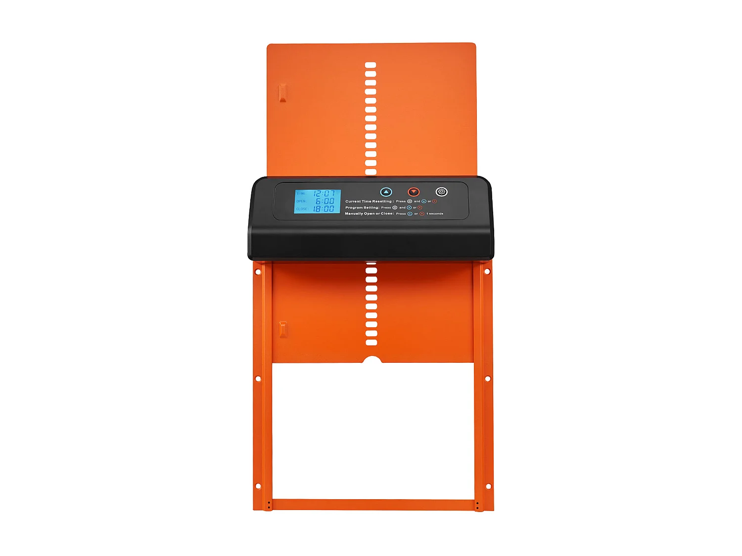 Automatische Kippenhokdeur SucceBuy, Voeding door Batterijen, 2 Modi met Timer en Handmatige Instelling, Anti-klem Systeem, Aluminiumlegering, Oranje