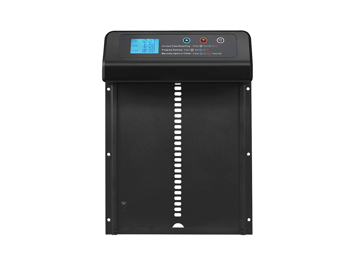 Automatische Kippenhokdeur SucceBuy, Voeding door Batterijen, 2 Modi met Timer en Handmatige Instelling, Anti-klem Systeem, Aluminiumlegering, Zwart