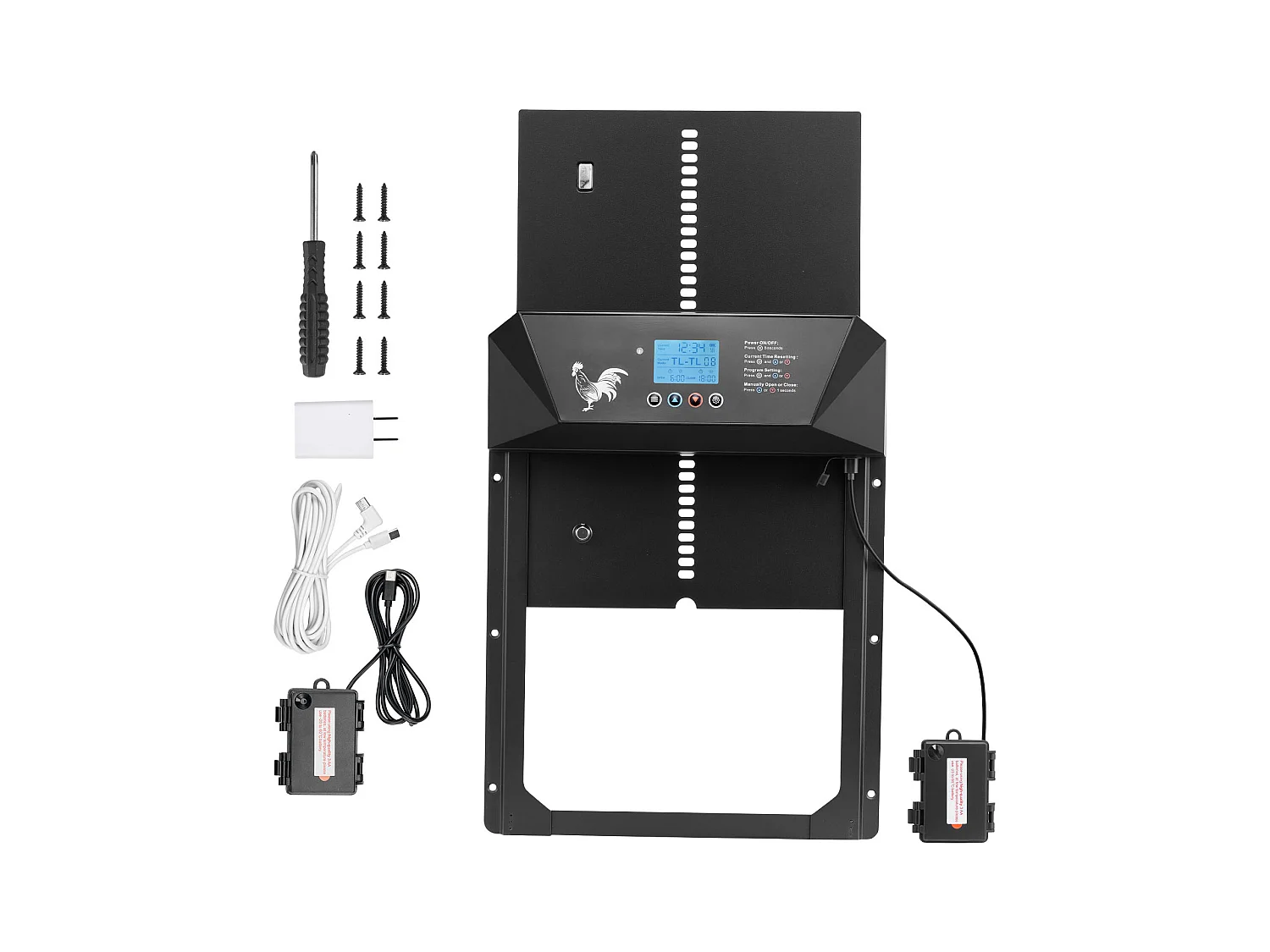 Automatische Kippenhokdeur SucceBuy, Voeding door Batterijen en DC, LCD-scherm, Lichtsensor, Timer, Handmatige Instelling, Anti-klem Systeem