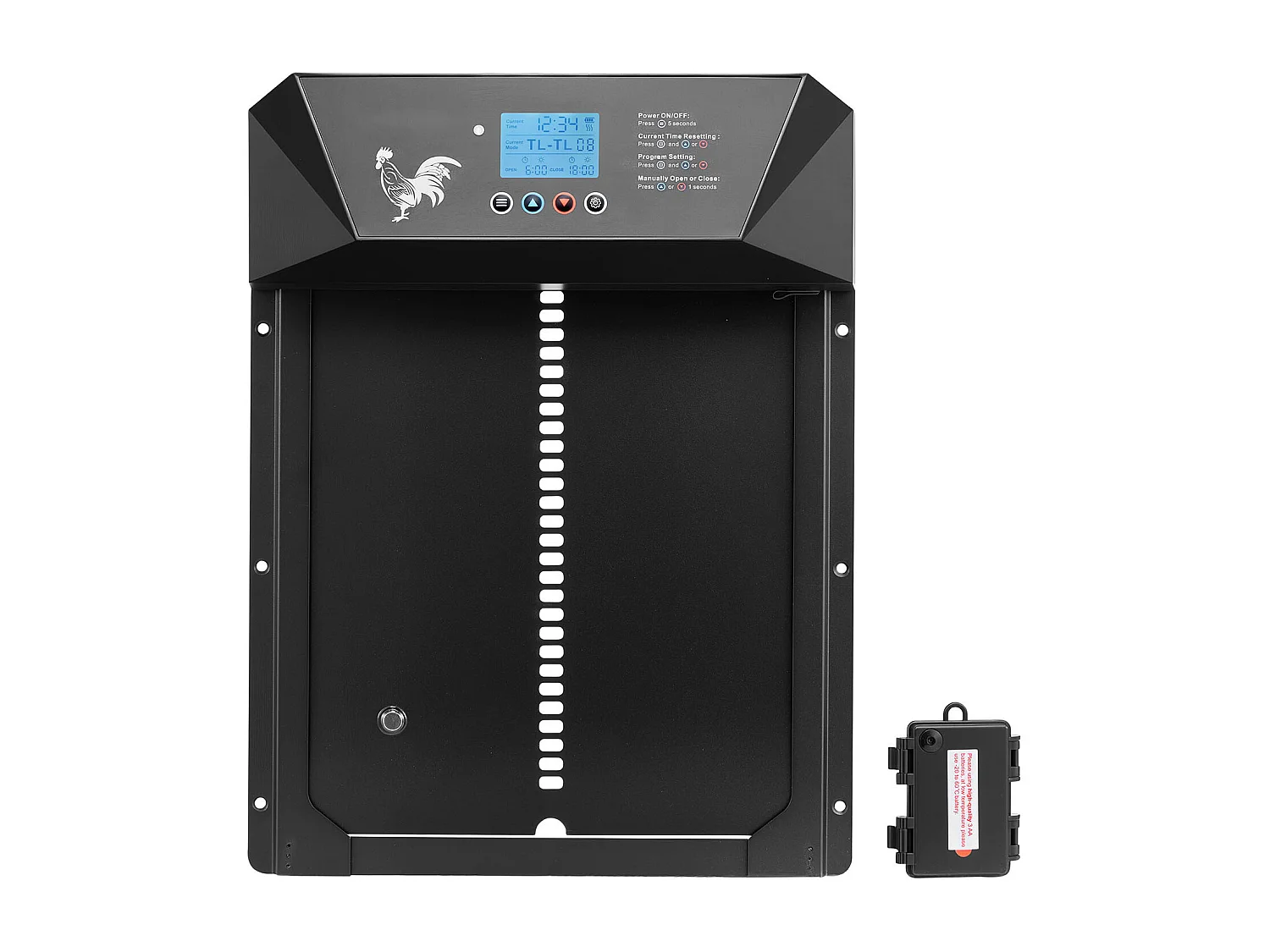 Porta Pollaio Automatica SucceBuy, Alimentazione a Batteria e CC, Schermo LCD, Sensore di Luce, Timer, Regolazione Manuale, Sistema Anti-intrappolamento