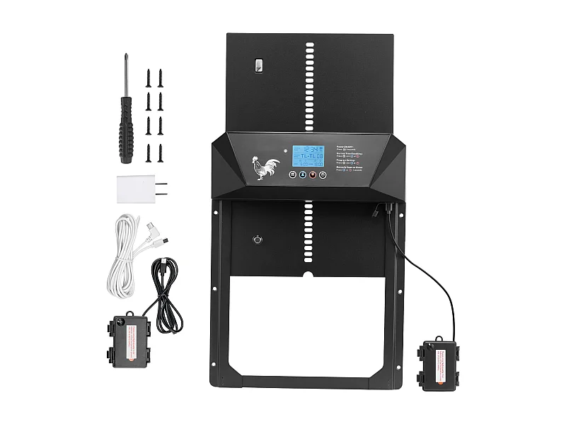 Puerta de Gallinero Automática SucceBuy, Alimentación por Pilas y CC, Pantalla LCD, Sensor de Luz, Temporizador, Ajuste Manual, Sistema Anti-atrapamiento