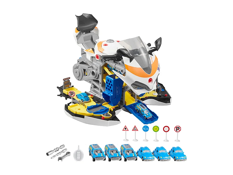 Jouet Moteur Moto SucceBuy, 25 Pièces, Jouet Mécanicien Moto avec Pièces Amovibles, Lumières et Sons, Simulation de Conduite et de Course sur Piste, Jaune