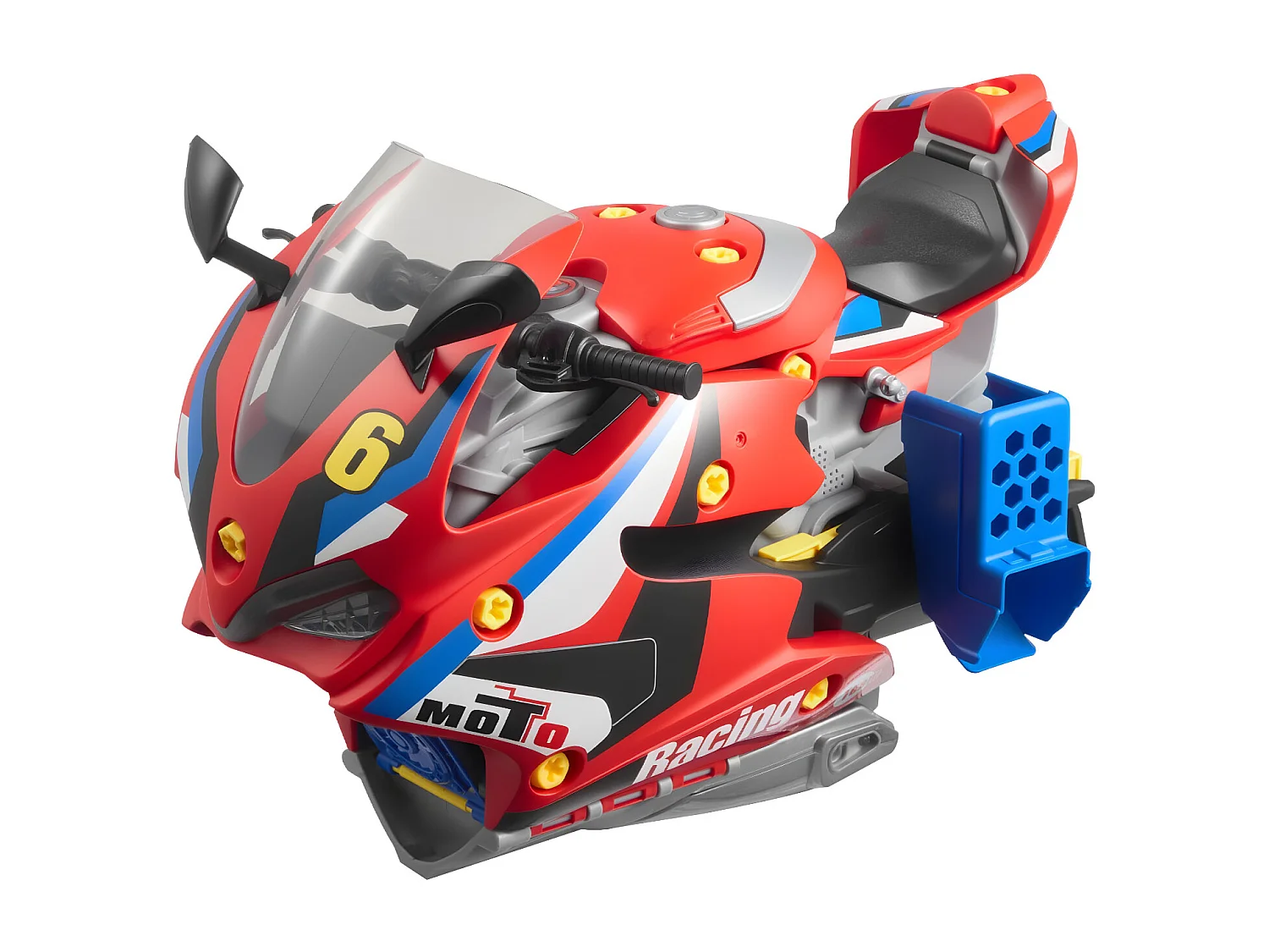 Giocattolo Motore Moto SucceBuy, 25 Pezzi, Giocattolo Meccanico Moto con Parti Rimovibili, Luci e Suoni, Simulazione di Guida e Corsa su Pista, Rosso