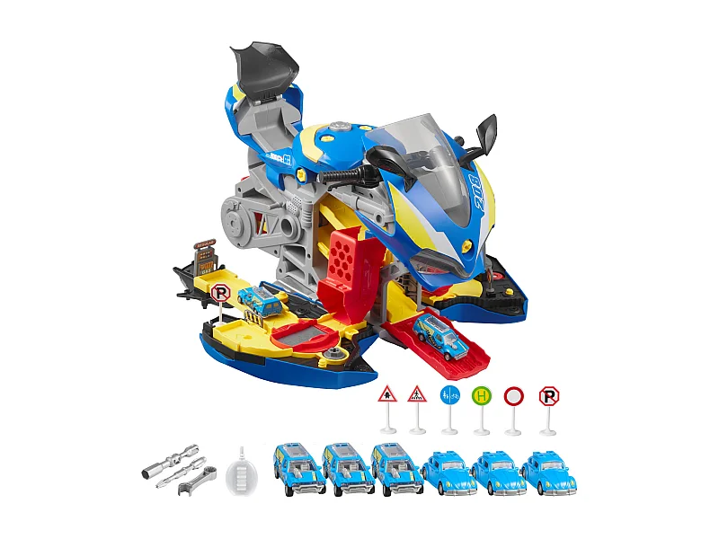 Jouet Moteur Moto SucceBuy, 25 Pièces, Jouet Mécanicien Moto avec Pièces Amovibles, Lumières et Sons, Simulation de Conduite et de Course sur Piste, Bleu