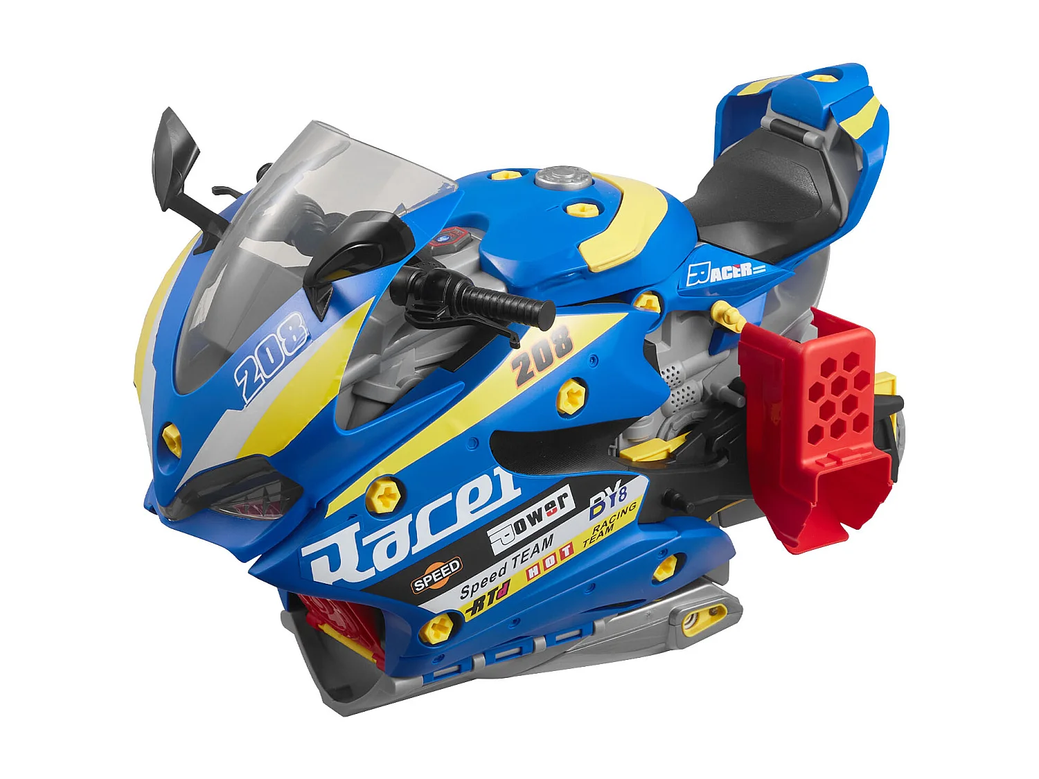 Jouet Moteur Moto SucceBuy, 25 Pièces, Jouet Mécanicien Moto avec Pièces Amovibles, Lumières et Sons, Simulation de Conduite et de Course sur Piste, Bleu
