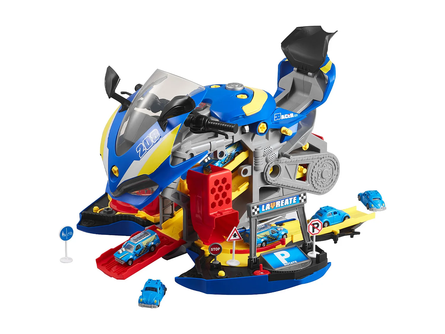 Giocattolo Motore Moto SucceBuy, 25 Pezzi, Giocattolo Meccanico Moto con Parti Rimovibili, Luci e Suoni, Simulazione di Guida e Corsa su Pista, Blu