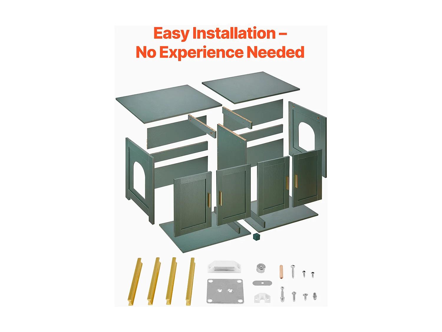 Móvel para Caixa de Areia SucceBuy Gato Armário Esconder Casa de Banho Gato, com 4 Portas de Rattan e 2 Entradas, Nicho Esconder-areia Madeira, 120x45x50 cm