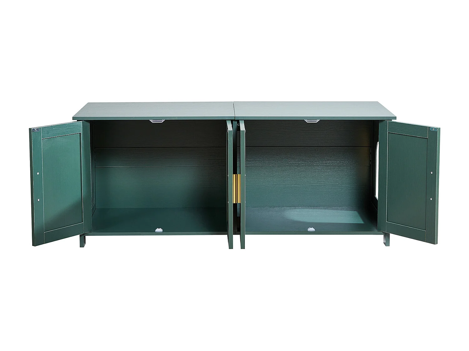 Móvel para Caixa de Areia SucceBuy Gato Armário Esconder Casa de Banho Gato, com 4 Portas de Rattan e 2 Entradas, Nicho Esconder-areia Madeira, 120x45x50 cm