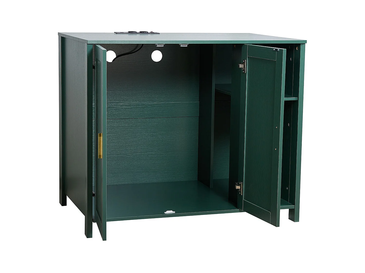 Möbel für Katzenklo SucceBuy Katze Selbstreinigend Schrank Versteck Katzenklo, Versteck-Toilette, mit Abnehmbarem Trenner, Steckdose, Grün