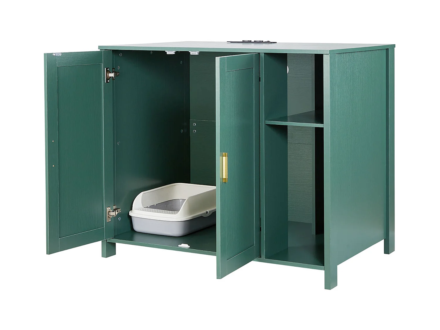 Möbel für Katzenklo SucceBuy Katze Selbstreinigend Schrank Versteck Katzenklo, Versteck-Toilette, mit Abnehmbarem Trenner, Steckdose, Grün