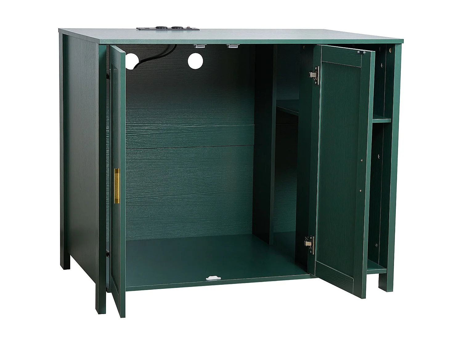 Meuble Bac à Litière SucceBuy Chat AuTonettoyant Armoire Cache Maison Toilette Chat, Niche Cache-litière, avec Séparateur Amovible, Prise de Courant, Vert