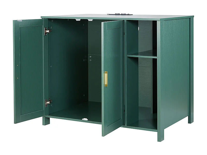 Mueble para Caja de Arena SucceBuy Gato Autolimpiante Armario Esconder Casa Baño Gato, Nicho Esconder-arena, con Separador Extraíble, Toma de Corriente, Verde