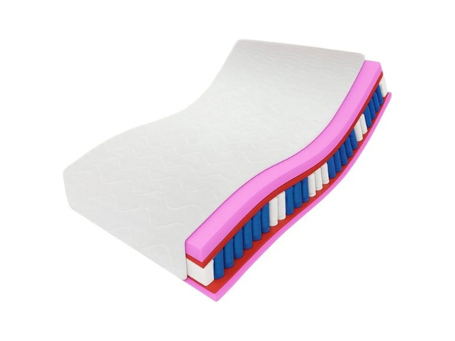 Matelas à ressorts ensachés Muvieso, 7 zones, 200 x 200 cm, hauteur 25 cm, H3, blanc