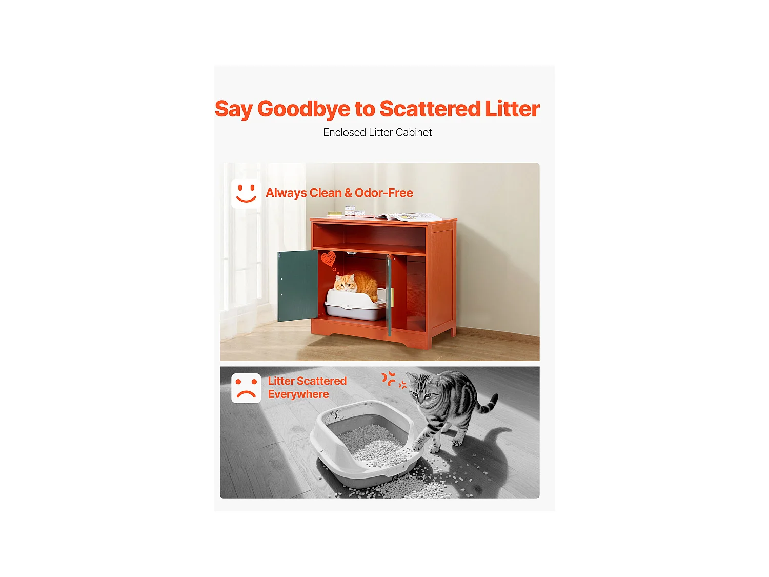 Katzenklo Möbel SucceBuy Katze Schrank Versteck Modernes Katzenklo Innen, Versteck-Toilette aus Holz, Kompatibel, 79,2x43x71 cm, Grün