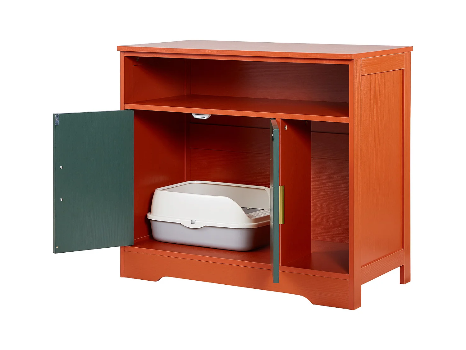 Katzenklo Möbel SucceBuy Katze Schrank Versteck Modernes Katzenklo Innen, Versteck-Toilette aus Holz, Kompatibel, 79,2x43x71 cm, Grün