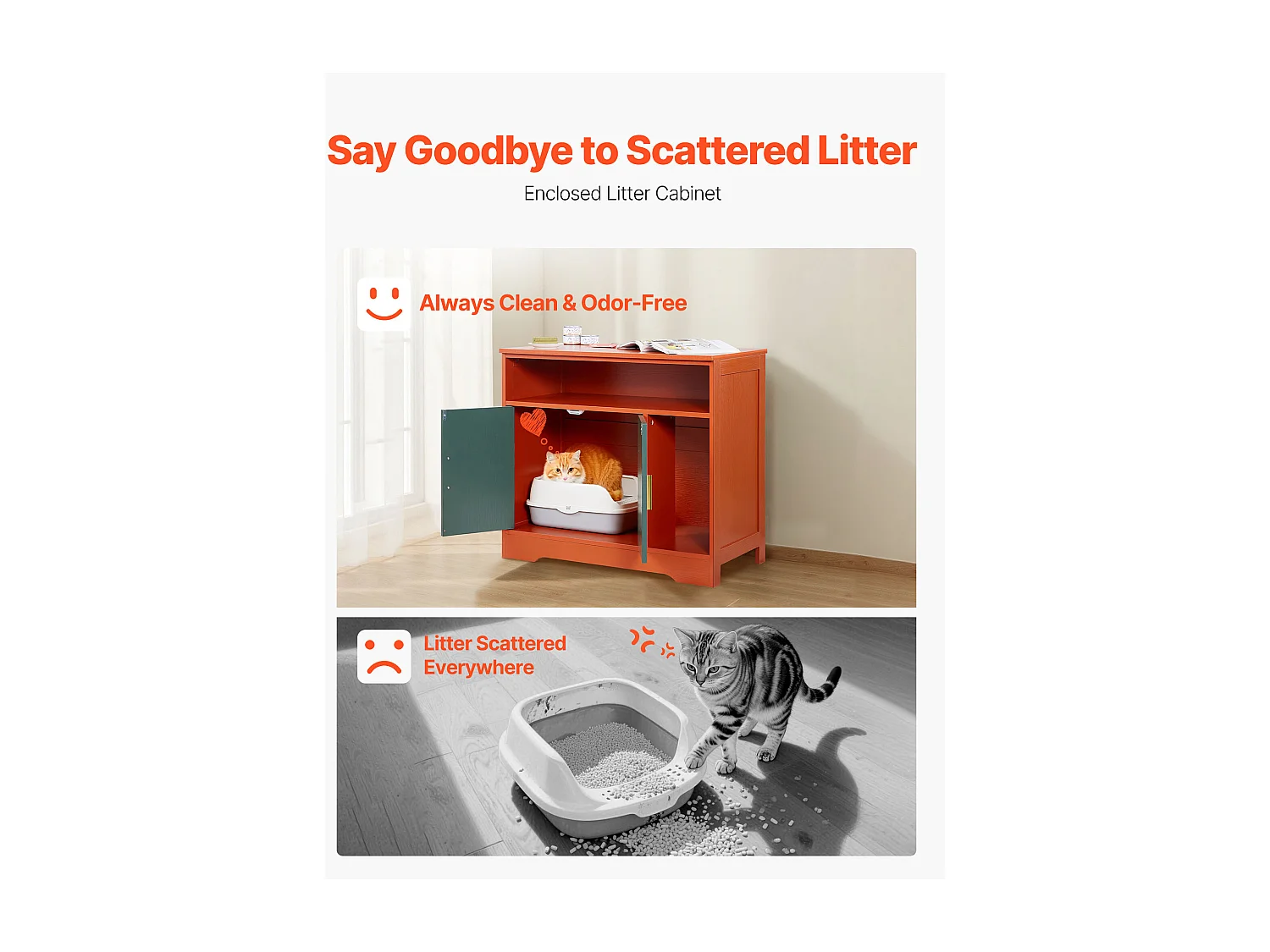 Meuble Bac à Litière SucceBuy Chat Armoire Cache Maison de Toilette de Chat Intérieur Moderne, Niche Cache-litière en Bois, Compatible, 79,2x43x71 cm, Vert